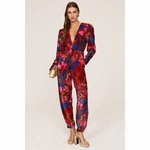 NWT FARM Rio Colorful Floral print velvet Jumpsuit